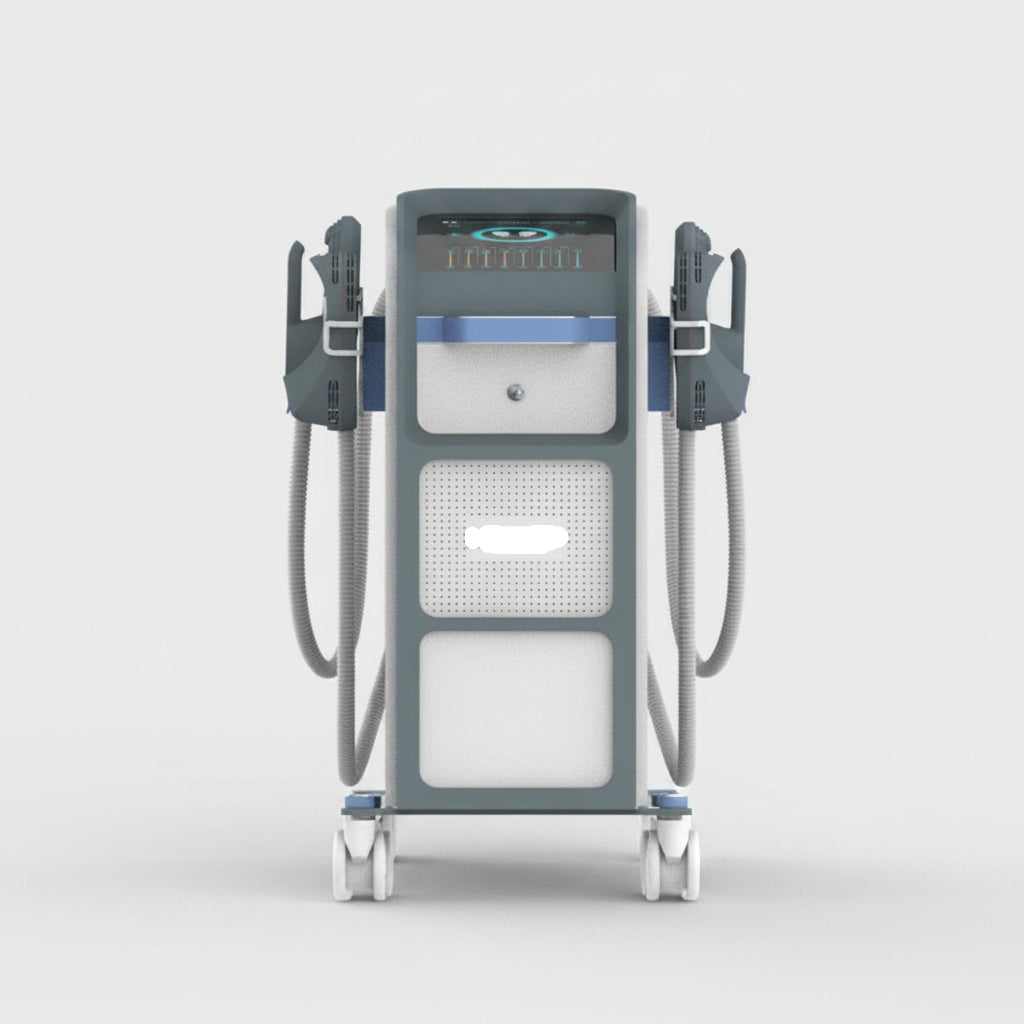 Riorna EMSlim NEO body sculpting machine front view with magnetic EMS and RF technology for muscle toning and skin tightening