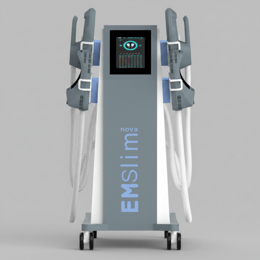 Front view of Riorna EMSlim Nova 4 Handles Two to Four Control + RF muscle sculpting machine