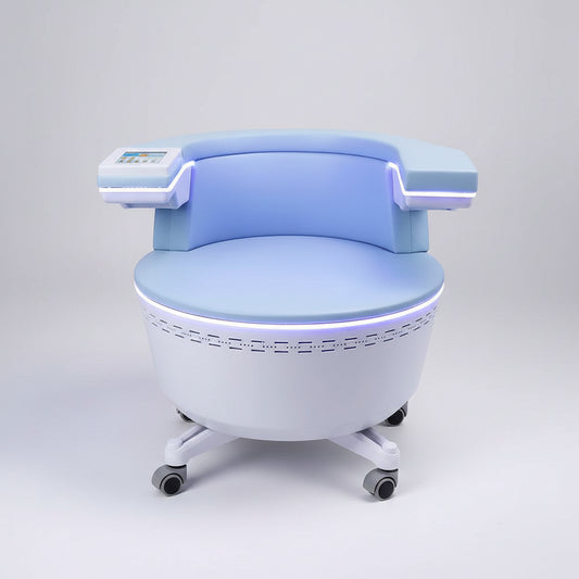 Close-up of Riorna EMSLIM Chair control panel for adjusting pelvic muscle stimulation sessions