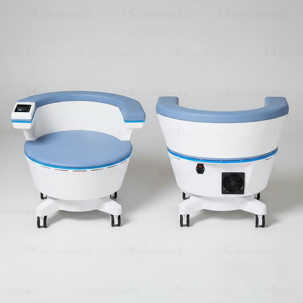 Lifestyle image showing home use of Riorna EMSLIM Pelvic Floor Chair for pelvic floor strengthening